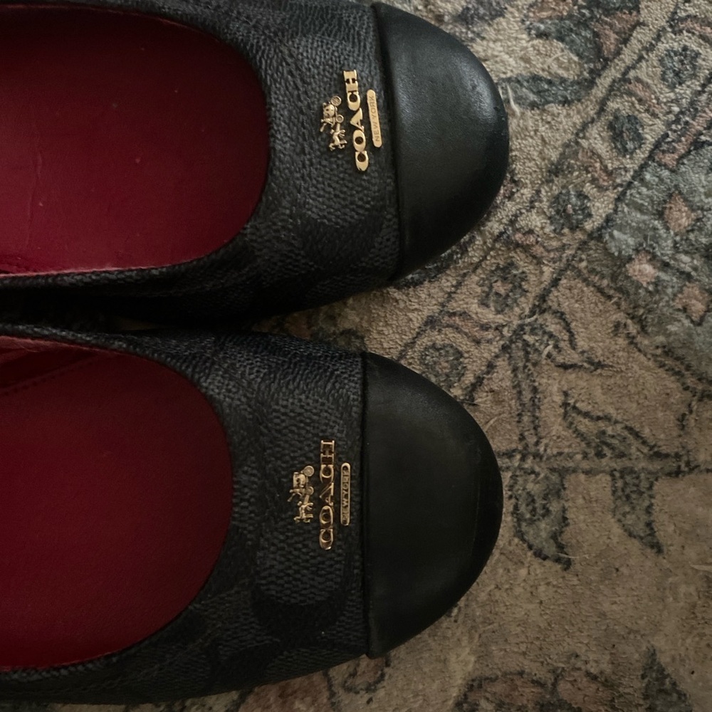 Coach Black Signature Ballet Flats with Red Insole - Picture 4 of 5
